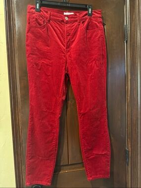 LOFT Red Straight-Leg Corduroy Pants